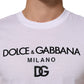 White Logo Print Cotton Men Crew Neck T-shirt