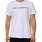 White Logo Print Cotton Crew Neck T-shirt