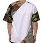 White Camouflage Patckwork Men Cotton T-shirt