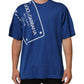Blue Logo Print Cotton Crew Neck Men T-shirt