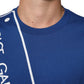 Blue Logo Print Cotton Crew Neck Men T-shirt