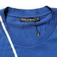 Blue Logo Print Cotton Crew Neck Men T-shirt