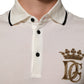 White Logo Embroidery Cotton Polo T-shirt