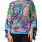 Multicolor Floral Print Silk Blouse Tunic Top