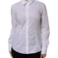 White Cotton Collared Buttoned Dress Shirt Top