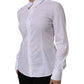 White Cotton Collared Buttoned Dress Shirt Top