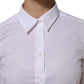 White Cotton Collared Buttoned Dress Shirt Top