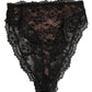 Black Floral Lace Mesh High Brief Panty  Underwear