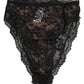 Black Floral Lace Mesh High Brief Panty  Underwear