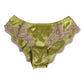 Green Silk Satin Floral Lace Trim Panty Underwear