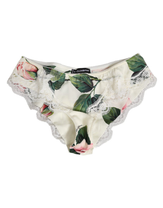 White Silk Satin Floral Lace Trim Slip Underwear