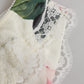 White Silk Satin Floral Lace Trim Slip Underwear