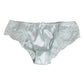 Gray Silk Satin Floral Lace Panty Brief Underwear
