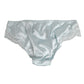 Gray Silk Satin Floral Lace Panty Brief Underwear