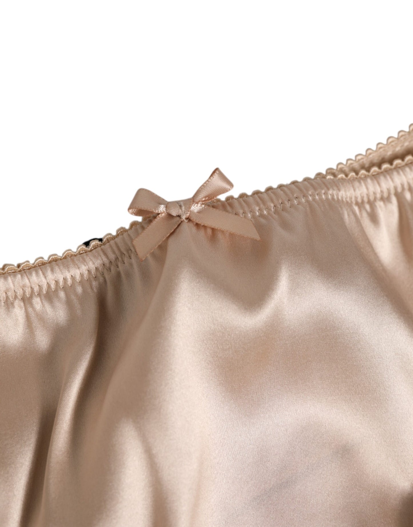 Beige Silk Satin Floral Lace Panty Brief Underwear