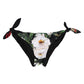 Black Side Tie Floral Bikini Bottom Swimwear