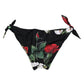 Black Side Tie Floral Bikini Bottom Swimwear
