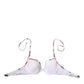 White Floral Print Halter Bikini Top Swimwear