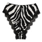 Black Silk Zebra Print Lace High Waist Underwear