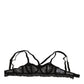 Black Floral Lace Nylon Balconcino Bra Underwear