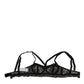 Black Floral Lace Nylon Balconcino Bra Underwear