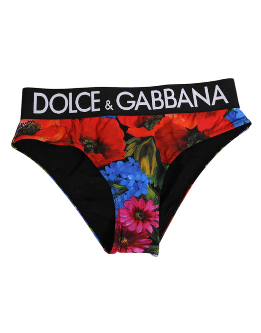 Black Floral Print High Waist Panty Underwear