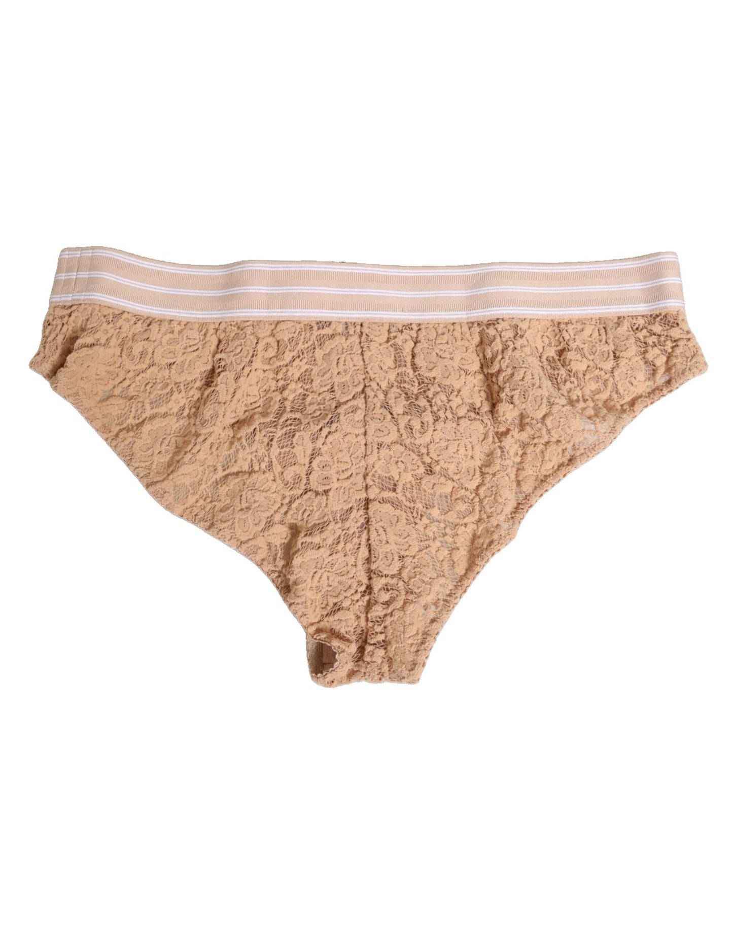 Beige Lace Nylon High Waist Panty Underwear