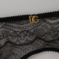 Black Floral Lace Nylon Strap Garter Underwear
