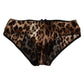Brown Leopard Silk Mid Waist Panty Underwear