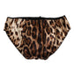 Brown Leopard Silk Mid Waist Panty Underwear