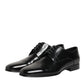 Black Calfskin Leather Derby Men Dress Shoes