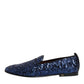Blue Sequined Loafers Slippers Men Dress Shoes