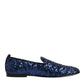 Blue Sequined Loafers Slippers Men Dress Shoes