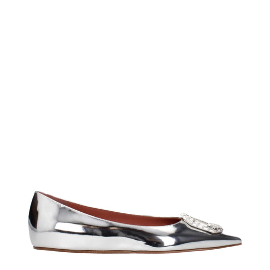 Gray Leather Ballet Flats