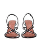 Black Leather Stiletto Heel Sandals