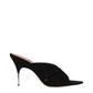 Black Leather Stiletto Heel Sandals