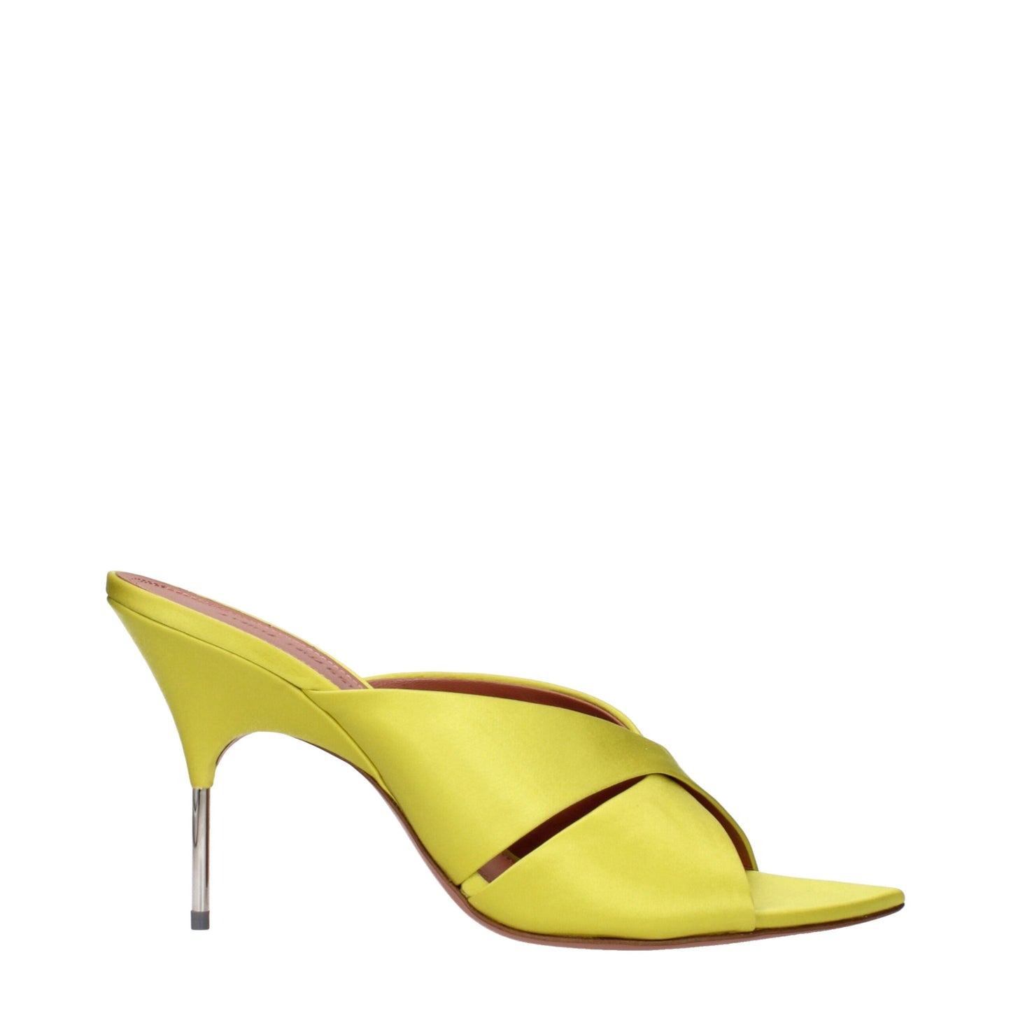 Green Satin Stiletto Heel Sandals
