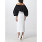 White Polyester Midi Skirt