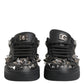 Black Portofino Studded Men Sneakers Shoes