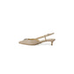 Beige Polyester High Heel Pumps