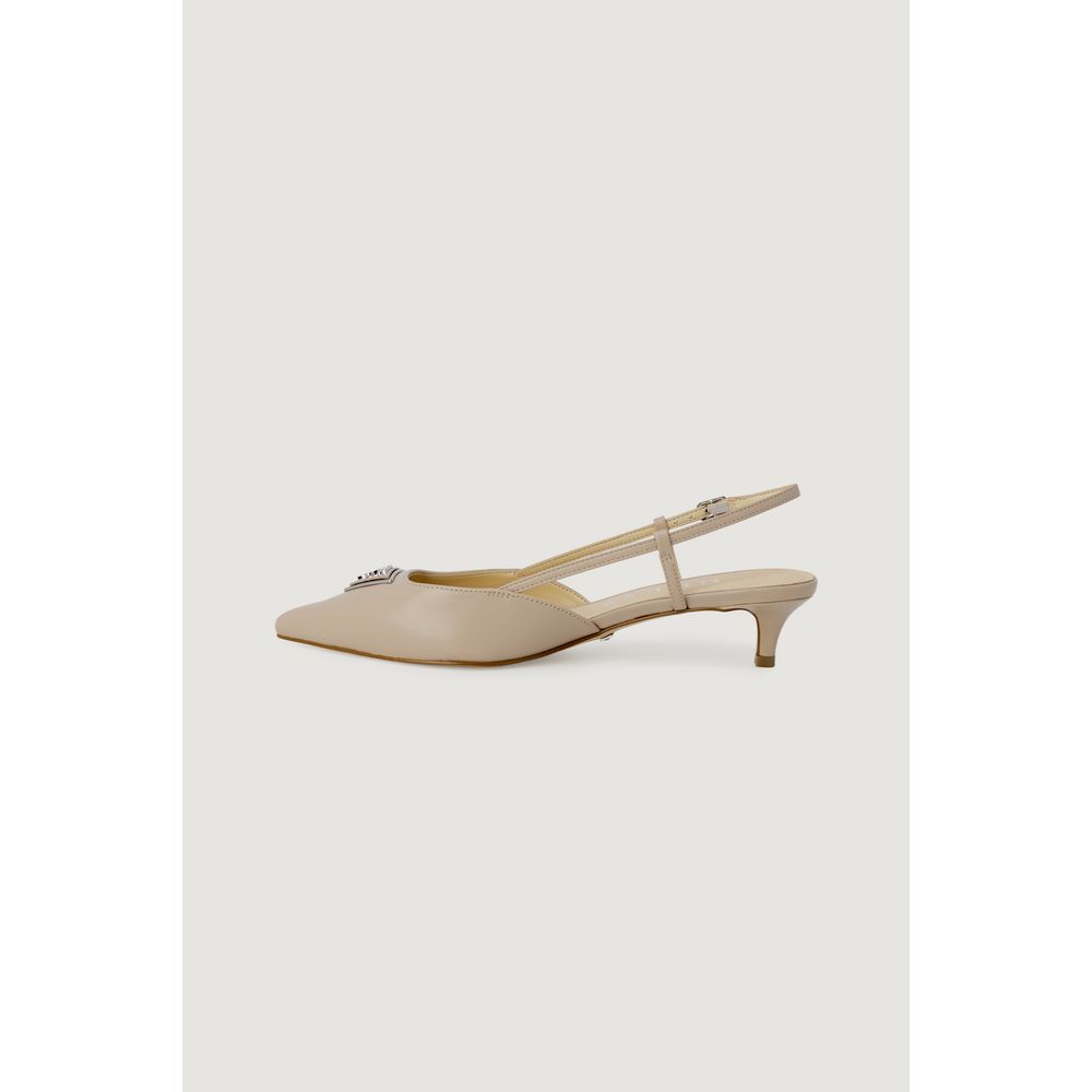Beige Polyester High Heel Pumps