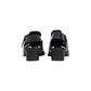Black Polyester Flat Sandals