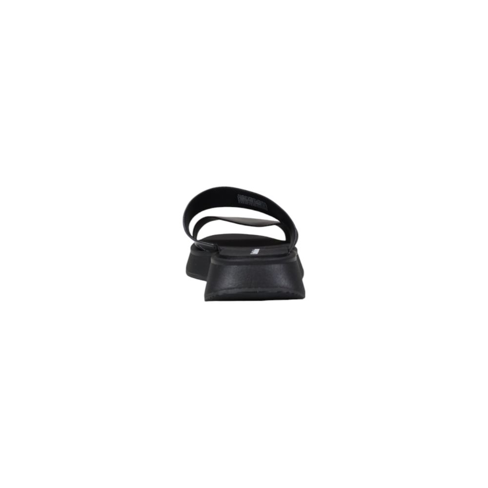 Black Leather Flat Sandals