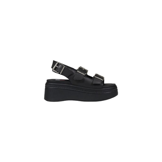 Black Leather Platform Sandals