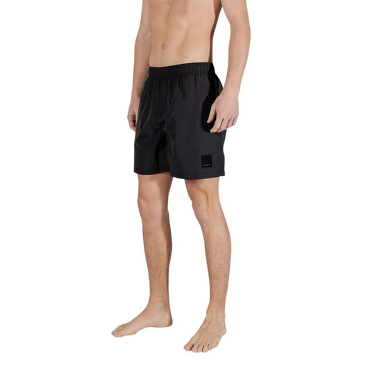 Black Polyester Swim Shorts