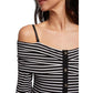 Black And White Viscose Long Sleeve T-Shirt