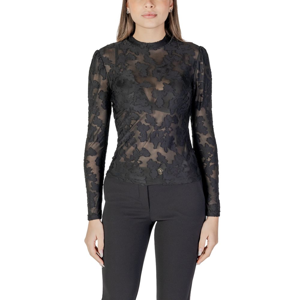 Black Polyester Long Sleeve T-Shirt