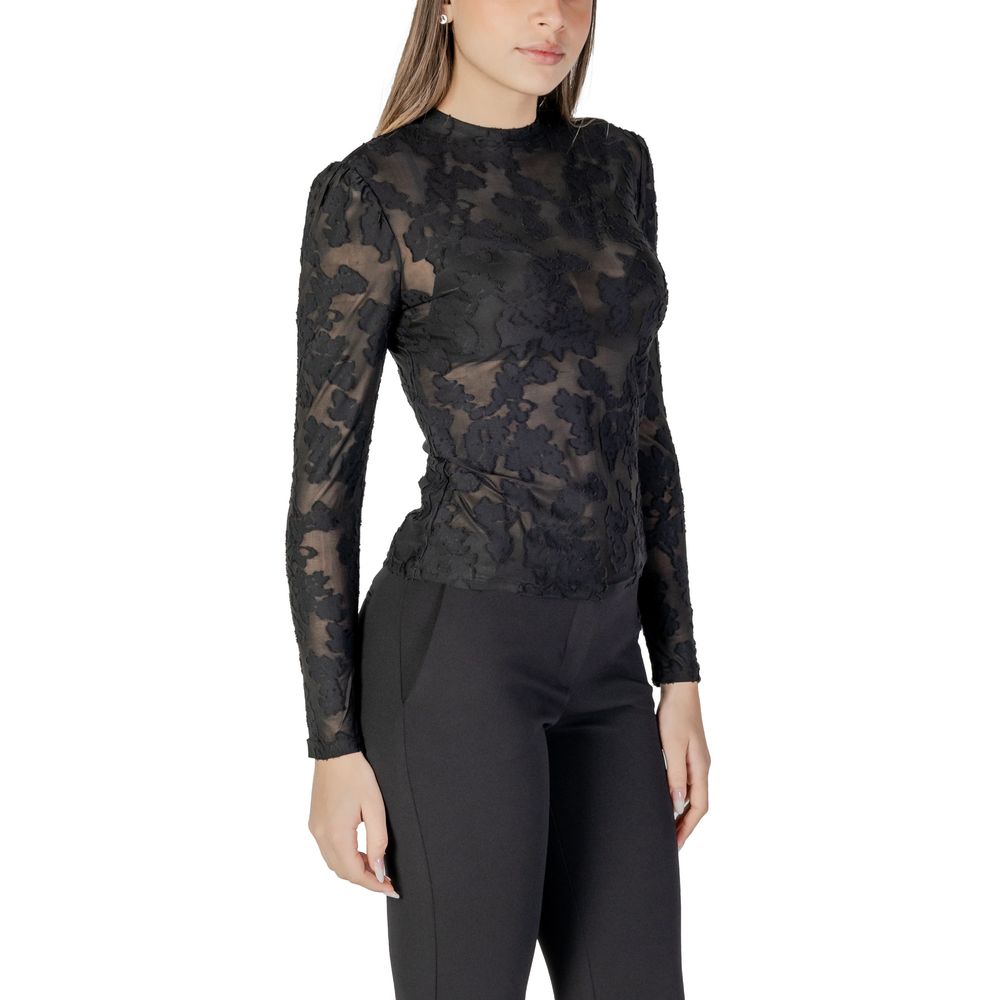 Black Polyester Long Sleeve T-Shirt
