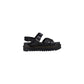 Black Leather Flat Sandals