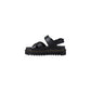 Black Leather Flat Sandals
